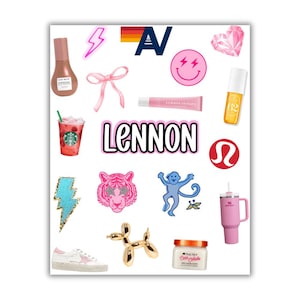 Custom Name/Print Removable Name Stickers | Custom Camp | Cling Its | Sleepaway Camp | Visiting Day | Bunk Junk | Preppy Girl Stickers