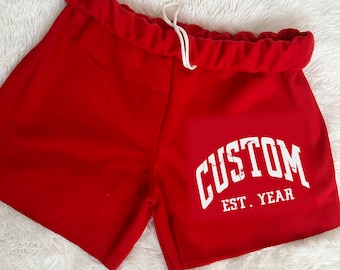Custom College Vintage Sweatshorts, Bed Party Gift, Graduation Gift, College Merch, College Apparel, College Gifts, Custom College Merch