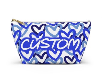 Custom College Makeup Bag, Hearts, Custom College Gift, Bed Party Gifts, Bed Party, Graduation Gift, College Custom Pouch, College Gift
