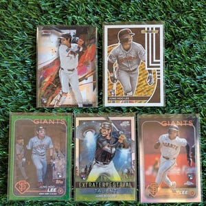 Jung Hoo Lee San Francisco Baseball Rookie Collection - 5 Cards - Topps Chrome Refractor, Green Crackle, Black Gold Inserts
