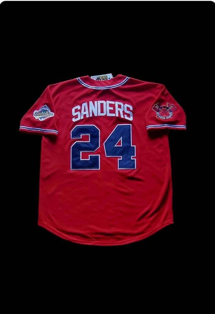 AUTHENTIC RUSSELL DEION SANDERS ATLANTA BRAVES ALTERNATE BASEBALL JERSEY SZ 48