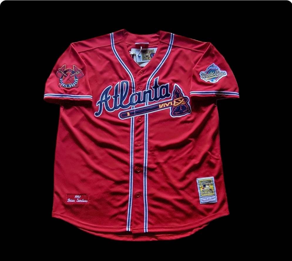 Deion Sanders Atlanta Braves 1992 World Series Jersey - All Stitched -  Nebgift