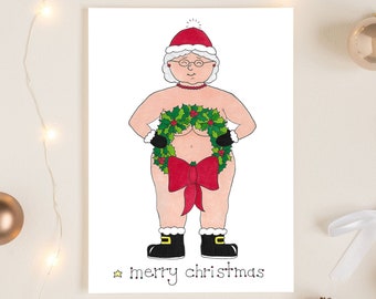 Mrs. Claus' Cans Card, Naughty Holiday Gift, Funny Christmas Greeting Card, Dirty Christmas Card