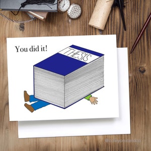 Thesis Casualty Card, Funny PhD Graduation, Master's Degree Greeting Card image 1