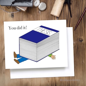 Tarjeta de felicitación de tesis, graduación de doctorado y maestría.