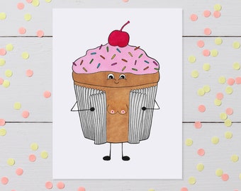 Little Titty Cupcake Card, Naughty Birthday Gift, Funny Greeting Card