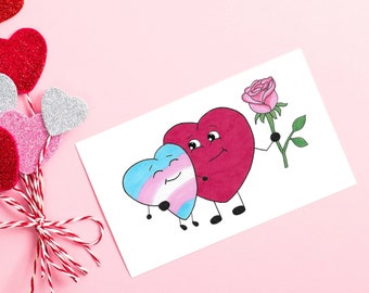 Trans Love Card, Cute Transgender Valentines Day Card, Transgender Anniversary Greeting Card