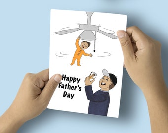 Ceiling Fan Kid Card, Funny Fathers Day Card, New Dad Gift, Naughty Kid Card, Misbehaving Kid Card, Millennial Dad Greeting Card