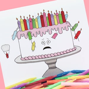 Overwhelmed Kuchen Karte, lustiges Geburtstagsgeschenk, süsse Glückwunschkarte zum Geburtstag