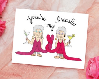 Best Breastie Card, Funny Best Friend Valentines Day Card, Cute Galentines Gift, Saggy Boobs Card, Bestie Appreciation Greeting Card