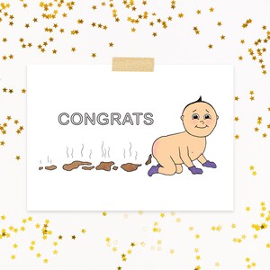 Poop Baby Card, Funny New Baby Gift, Naughty Baby Shower Gift, Cute Birth Greeting Card image 5