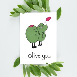 Tarjeta Olive You, divertida tarjeta para el Día de la Madre, bonito regalo para el Día de la Madre, divertida tarjeta de aniversario