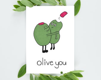 Olive You Card, Funny Mothers Day Card, Cute Mothers Day Gift, Funny Anniversary Card