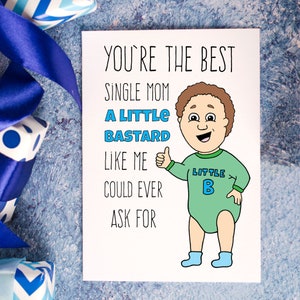 Tarjeta Little Bastard, Tarjeta divertida del Día de las Madres, Regalo divertido del Día de las Madres, Tarjeta de felicitación sarcástica para mamá