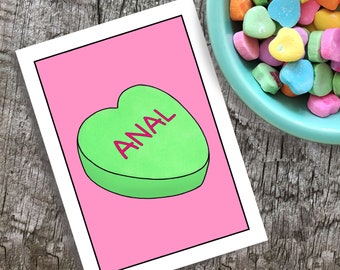 Anal Candy Heart Card, Naughty Valentines Day Card, Raunchy Anniversary Gift