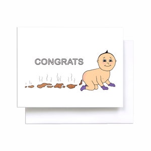 Poop Baby Card, Funny New Baby Gift, Naughty Baby Shower Gift, Cute Birth Greeting Card Peach