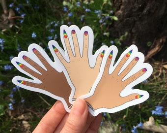 Gay Pride Hand Sticker, Funny Lesbian Gift, LGBTQ Sticker, Naughty Gay Decal, Lesbian Sticker