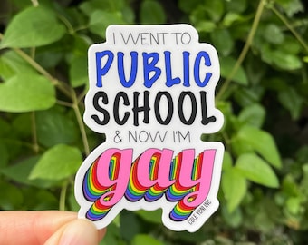 Public School Now I'm Gay Sticker, Funny LGBTQ Sticker, Funny Gay Decal