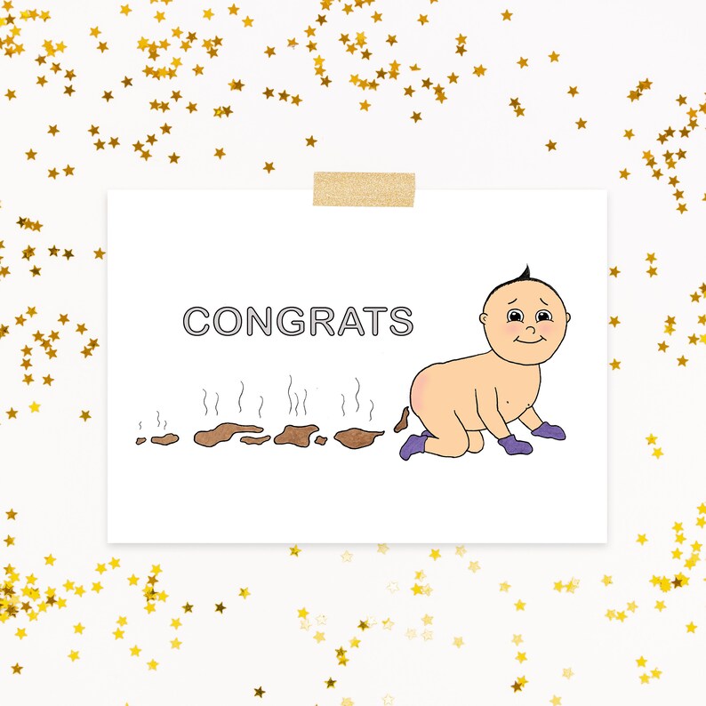 Poop Baby Card, Funny New Baby Gift, Naughty Baby Shower Gift, Cute Birth Greeting Card image 5