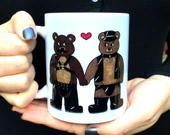 Leather Teddies Mug, Funny Gay Bears Gift, LGBTQ Novelty Gift