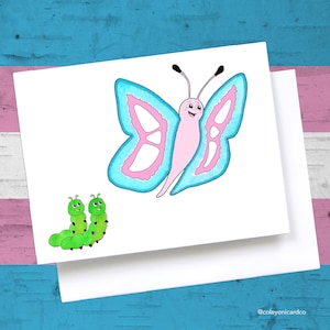Transgendervlinderkaart, leuk cadeau voor geslachtsovergang, Transgender coming-out-wenskaart