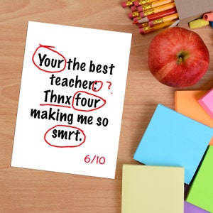 Meilleure carte de professeur, cadeau drôle de remerciement pour professeur, carte de voeux sarcastique pour professeur