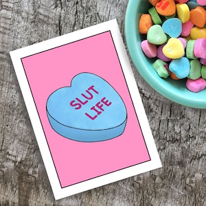 Slut Life Candy Herzkarte, Lustige Valentinstag Karte für Freund, Ehrliches Valentinstag Geschenk