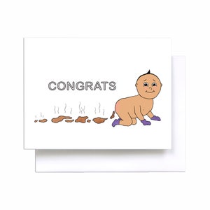Poop Baby Card, Funny New Baby Gift, Naughty Baby Shower Gift, Cute Birth Greeting Card Mocha