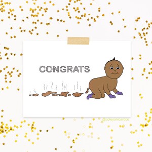 Poop Baby Card, Funny New Baby Gift, Naughty Baby Shower Gift, Cute Birth Greeting Card image 3