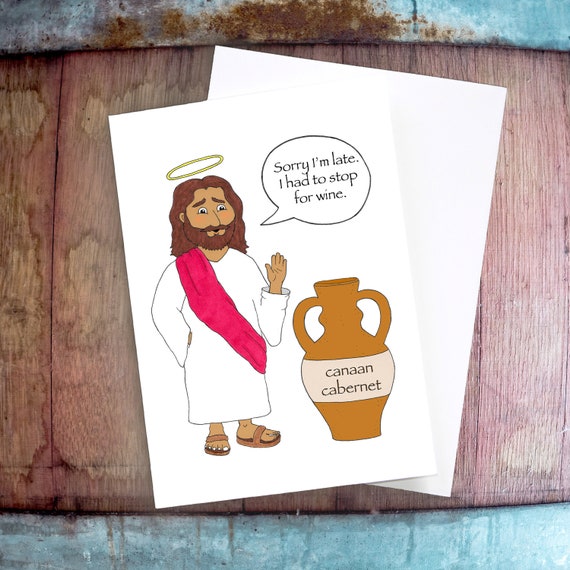 Jesus Brought Wine Card Funny Christian Gift Funny Easter - Etsy