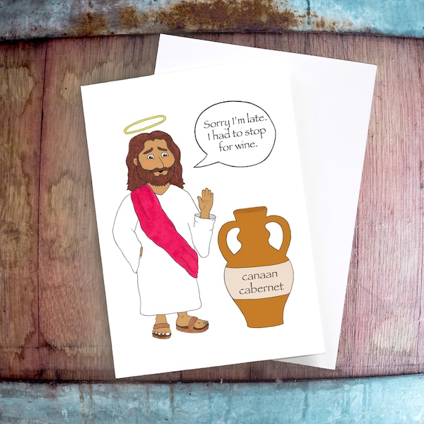 Jesus Brought Wine Card, Funny Christian Gift, Funny Easter Gift, Catholic Greeting Card