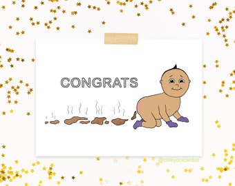 Poop Baby Card, Funny New Baby Gift, Naughty Baby Shower Gift, Cute Birth Greeting Card