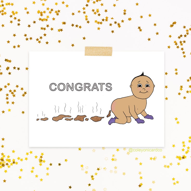 Poop Baby Card, Funny New Baby Gift, Naughty Baby Shower Gift, Cute Birth Greeting Card image 1