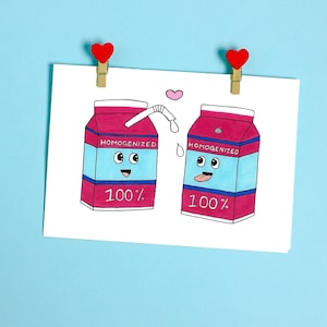 Carte de bourgeons de lait, carte drôle de Saint-Valentin gay, carte d'anniversaire coquine LGBTQ, cadeau de lait homosexuel, carte de voeux mignonne queer