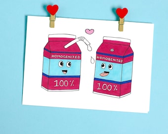 Milk Buds Card, Funny Gay Valentines Day Card, Naughty LGBTQ Anniversary Card, Homo Milk Gift, Cute Queer Greeting Card