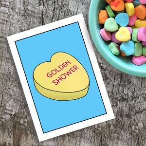 Carte coeur bonbon doré douche, carte drôle de Saint-Valentin, cadeau d'anniversaire coquin