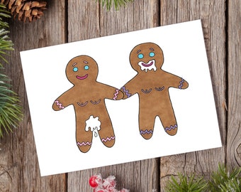 Naughty Lesbian Gingerbread Card, Funny Queer Anniversary Gift, Sexy Lesbian Christmas Card, LBGTQ Holiday Gift, Dirty Christmas Card