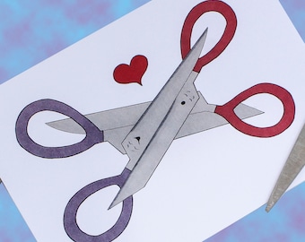 Sapphic Scissors Card, Funny Lesbian Valentine Card, Naughty LGBTQ Gift, Cute Gay Love Card