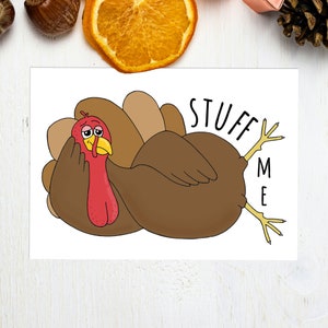 Cartão Stuff Me Turkey, Cartão de Natal engraçado, Cartão de Ação de Graças travesso, Cartão de felicitações de aniversário sexy