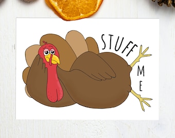 Stuff Me Turkey Card, Funny Christmas Card, Naughty Thanksgiving Card, Sexy Anniversary Greeting Card