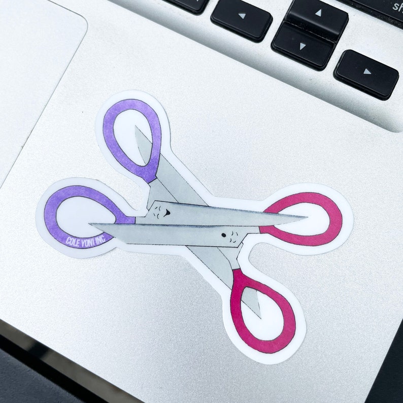 Sapphic Scissors Sticker, Funny Lesbian Gift, LGBTQ Sticker, Naughty Gay Decal, Scissoring Sticker image 2