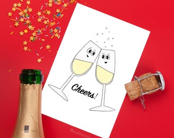 Champagne Pals Card, Funny Congrats Gift, Cute Cheers Gift, Booze Card, Congratulations Wedding Greeting Card