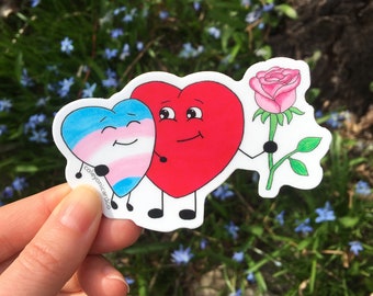 Trans Love Sticker, Cute Transgender Gift, Trans Pride Gift, LGBTQ Decal