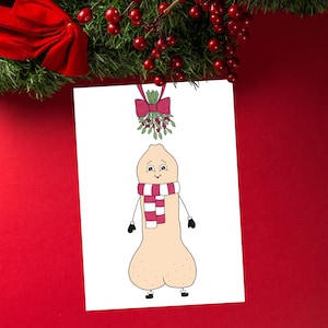 Cartão Kiss My Tip, Presente de Natal Safado, Cartão de Natal Sujo, Cartão de Saudação Engraçado para o Feriado