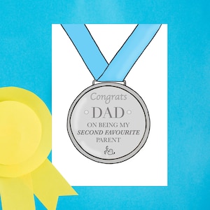 Carte de médaille de papa, cadeau drôle de fête des pères, cadeau sarcastique de fête des pères, cadeau grossier pour papa, carte de voeux idiote