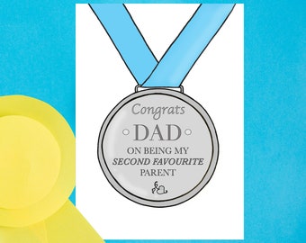 Dad's Medal Card, Funny Father's Day Gift, Sarcastic Father's Day Gift, Rude Gift for Dad, Silly Greeting Card