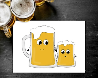 Half Pint Card, Funny Fathers Day Card, Cute Beer Card, New Dad Gift, Beer Loving Dad Card, Booze Greeting Card