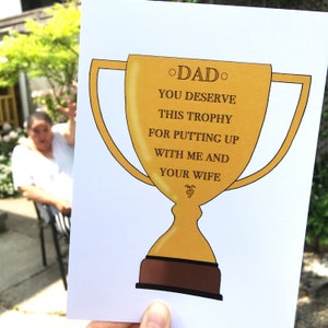 Carte trophée pour papa, carte drôle de fête des pères, cadeau sarcastique pour la fête des pères, cadeau grossier pour papa, carte de voeux idiote