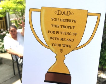 Dad's Trophy Card, Funny Fathers Day Card, Sarcastic Father's Day Gift, Rude Gift for Dad, Silly Greeting Card