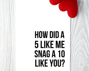 Five Like Me Card, Funny Valentines Day Card, Inappropriate Anniversary Gift, Rude Greeting Card